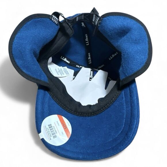 NWT LL Bean Fleece Hat Ear Flaps Winter Baseball Cap Men’s M Blue Aztec Trim - Picture 5 of 8